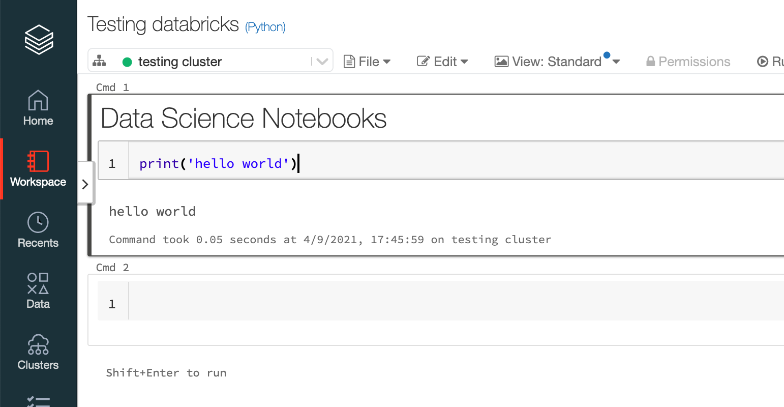 A screenshot of Databricks Notebooks