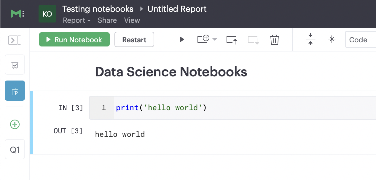 A screenshot of Mode Notebooks