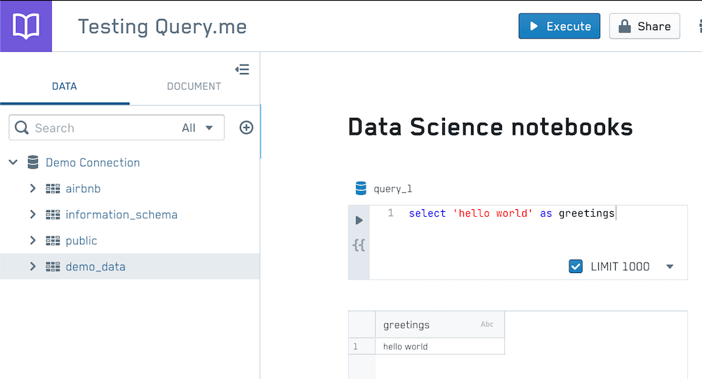 A screenshot of Query.me